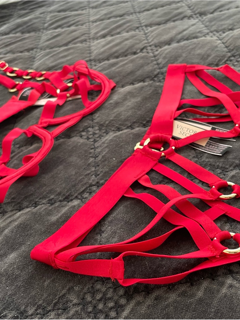 Victoria’s Secret Very Sexy Unlined Strappy Balconette Bra Cage Ring 2 Piece Set - Picture 4 of 13